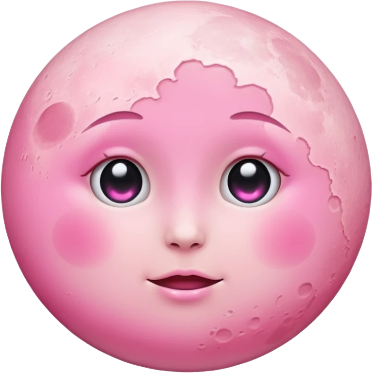 Pink moon with no eyes, no nose, no eyebrows and no mouth emoji