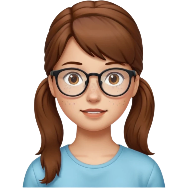 brown haired Ponytail Girl with Glasses emoji