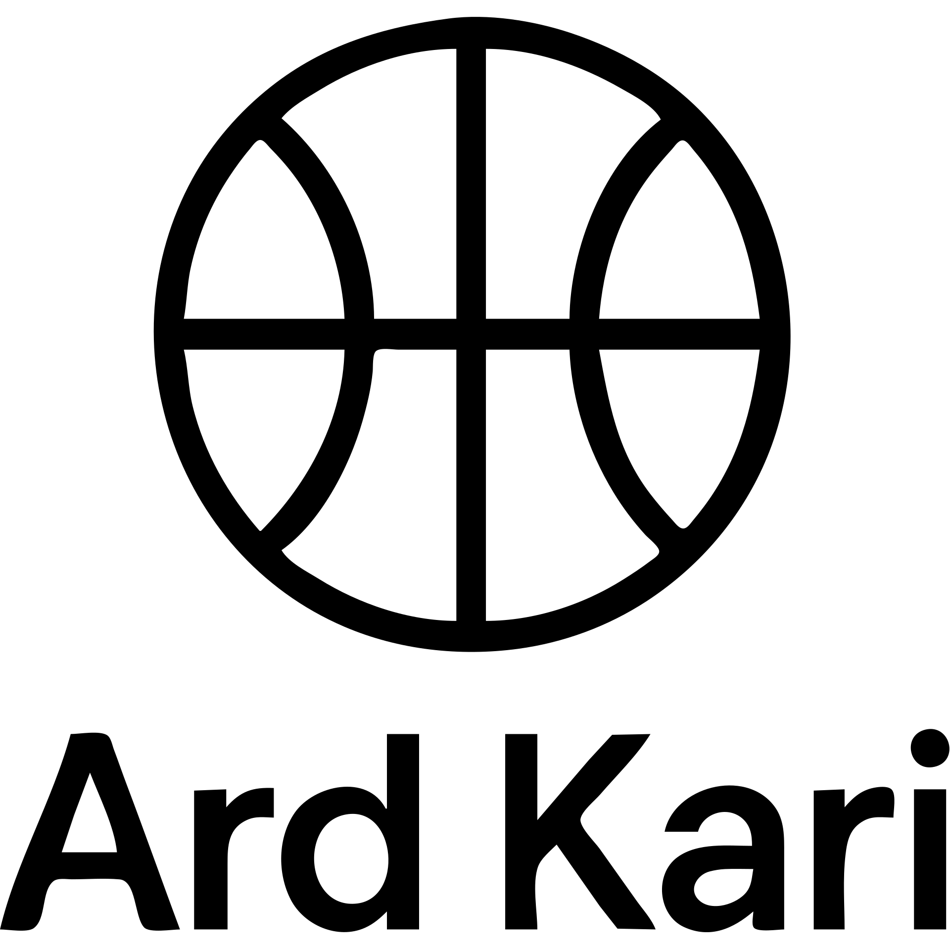 logo with text 'Ard Kari', outlined icon style, basketball element, geometric, simple, professional look emoji