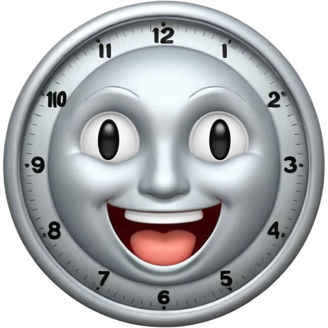 a clock with a face laughing extremely with it’s eyes closed emoji