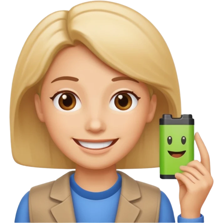 A kindergardenteacher with an empty battery icon above their head. emoji