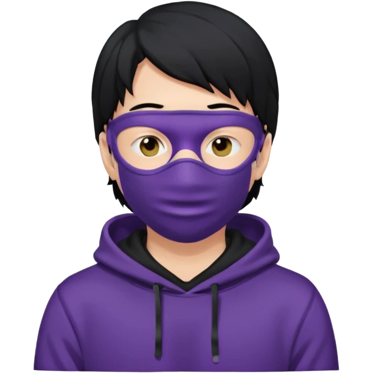 white man with black hair and black hoodie violett face mask thats covering the eyes emoji