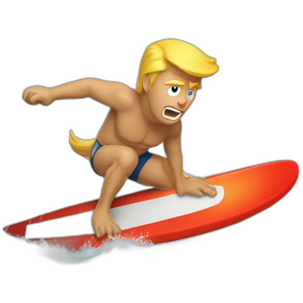 donal trump qui chevauche un tirex qui fais du surf emoji