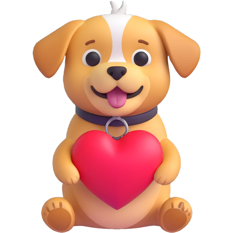3D emoji-style icon combining a playful and friendly dog and a heart, suitable for a tab icon emoji