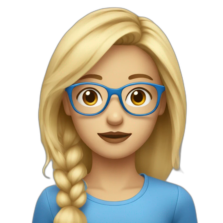Fille aux cheveux courts blond et aux yeux bleus et avec des lunettes emoji