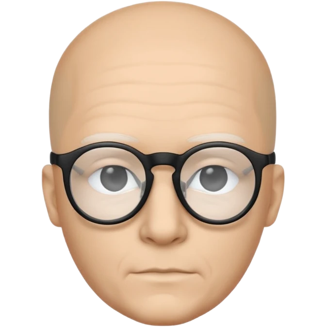 Minimalist flat vector icon, iOS style, thin black outline on a white background. Human silhouette. Black, completely monochrome, matte. Impersonal, no eye sockets, no hair. Wearing glasses. emoji