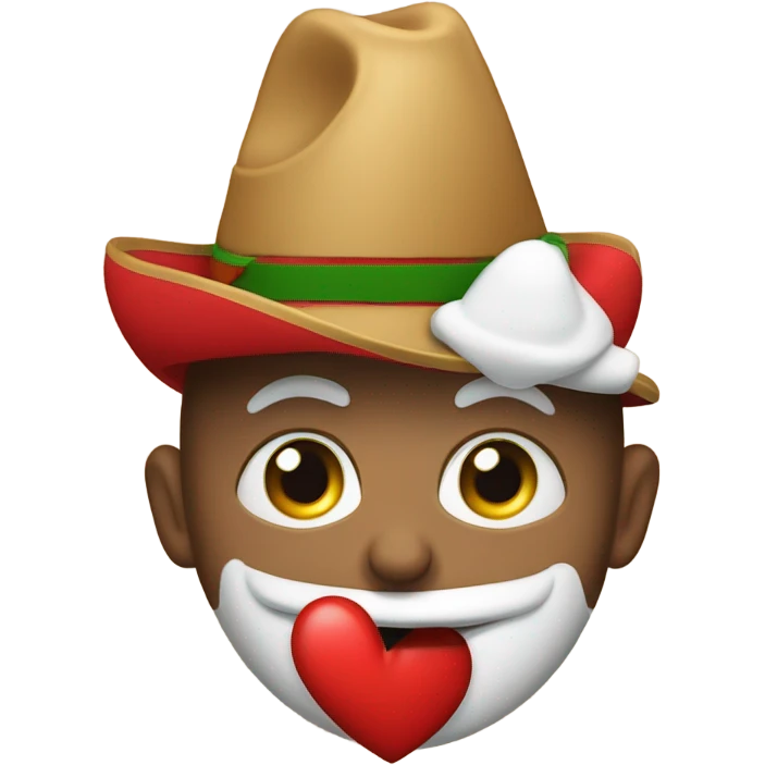 Un corazón abrazando y con sombrero de Santa emoji