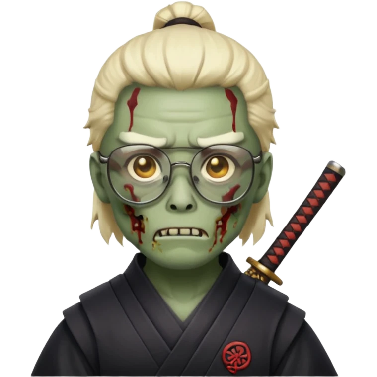 zombie samurai with glasses, highlight the glasses, more visible glasses emoji