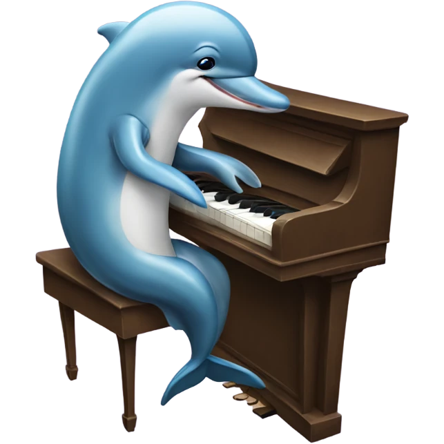 Dolphin playing the piano emoji