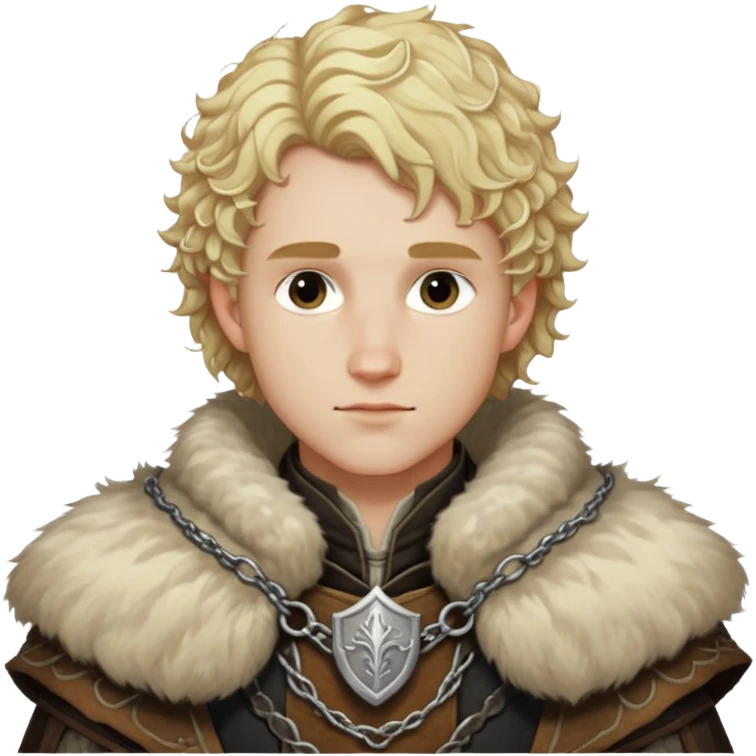 Cullen Rutherford from Dragon Age with blonde curly hair and fur mantle emoji