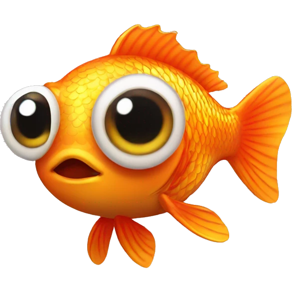 small cute gold fish with big eyes  emoji