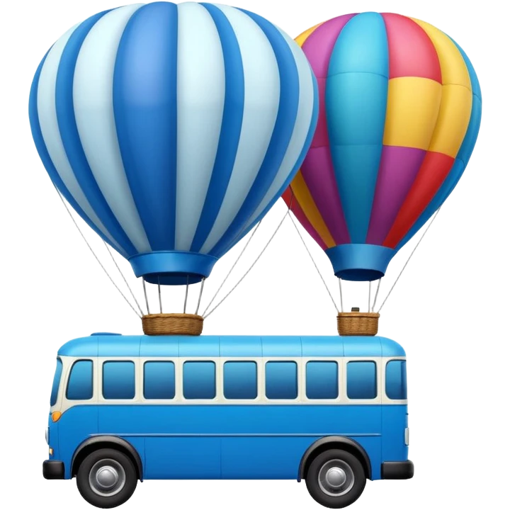 make me a high definition emoji of a Blue bus suspended by a single hot air balloon emoji