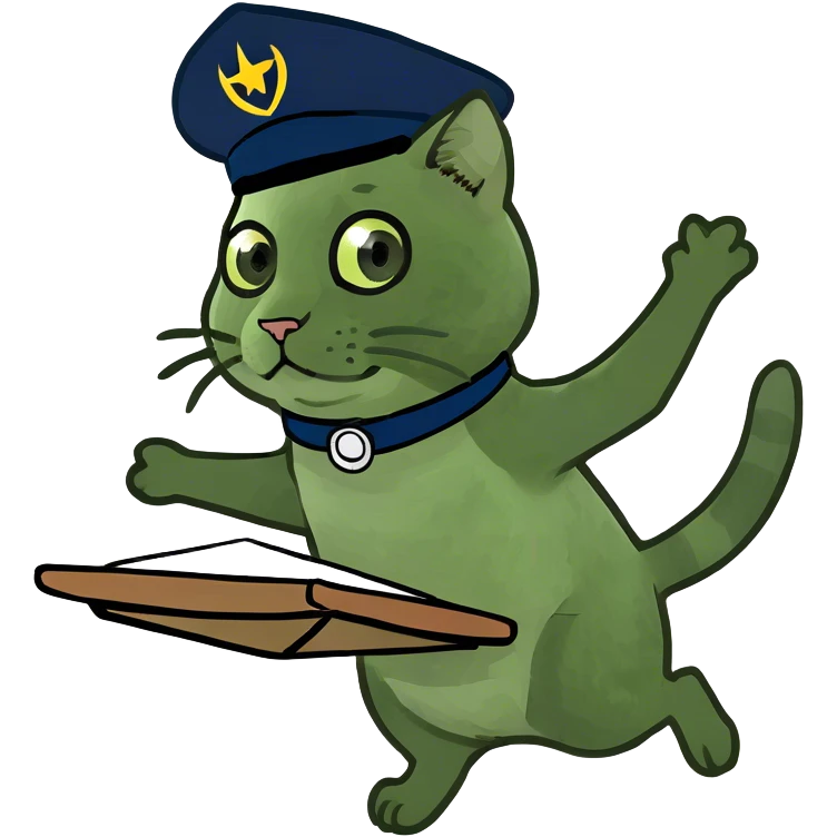 Cat flying with table emoji