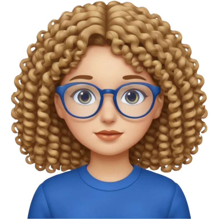curly hair girl with eyeglasses and blue outfit emoji
