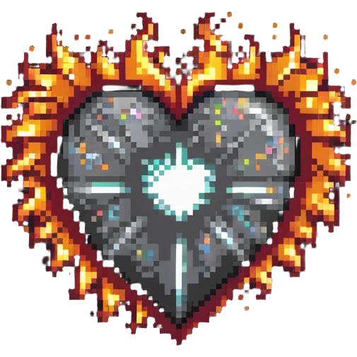 Passionate heart with flames and sparkles emoji