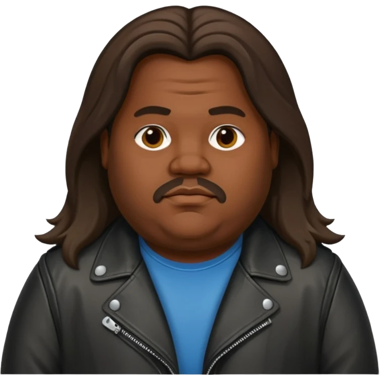 Long hair fat men in leather jacket emoji