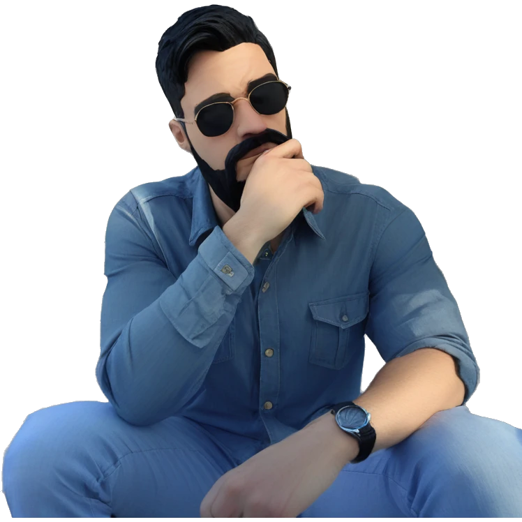 stylish man stroking own chin emoji