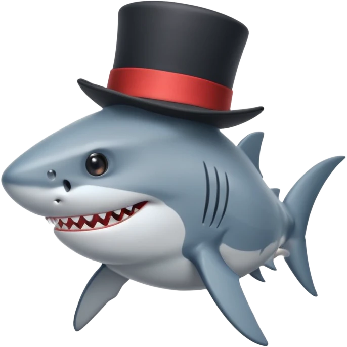 Shark with a top hat emoji
