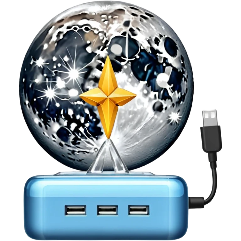 moon plugged into charger crystal recharging emoji