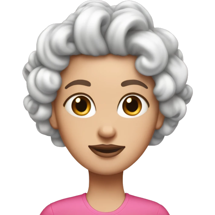 The white girl has pink curlers on her hair emoji