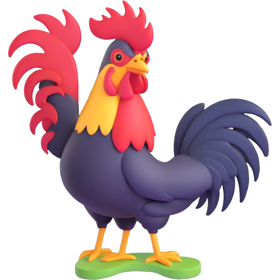 a rooster wearing flip-flops emoji