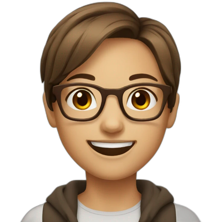 happy squared glasses short brown hair girl  emoji