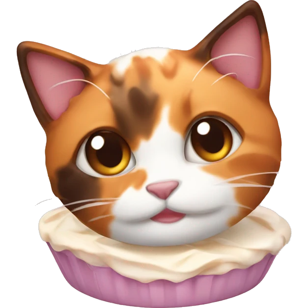 calico cat with dessert  emoji