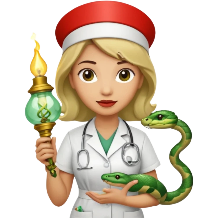 Enfermagem uma lamparina com uma cobra em volta  emoji