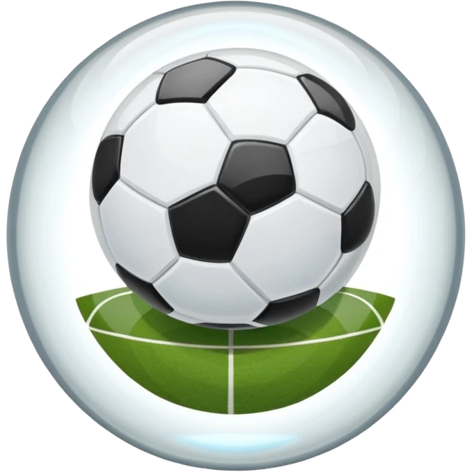transparent crystal ball with a visible soccer field inside, emoji style emoji