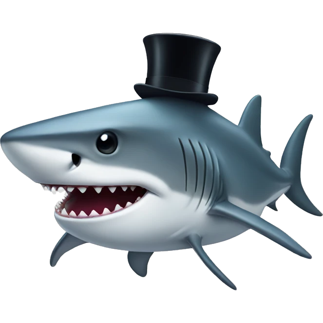 Shark with a top hat emoji