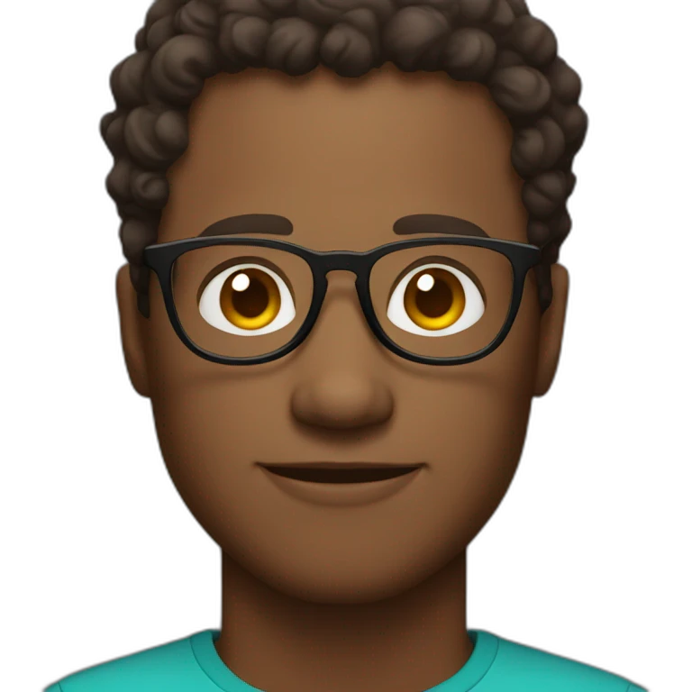 curly short hair man wearing square glasses dark skin emoji