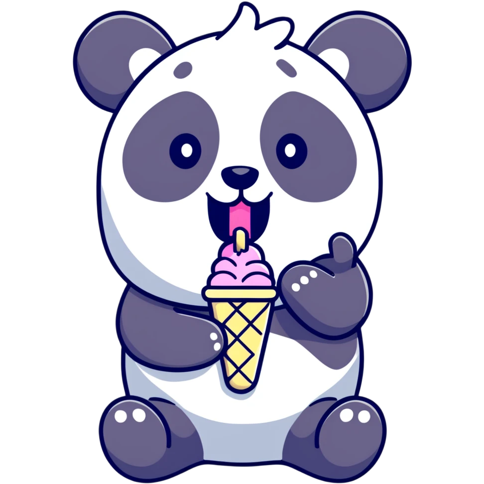 Panda eating ice cream emoji