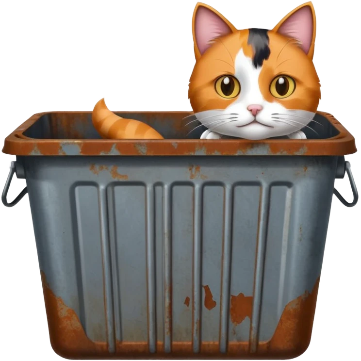 Cat + trash bin, Street Wildlife. emoji