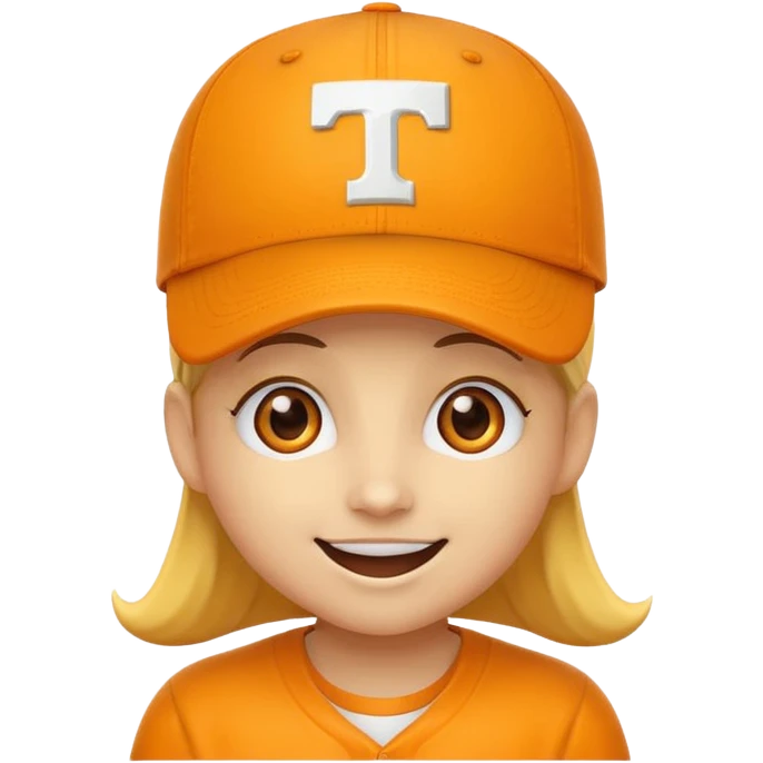 Happy face yellow emoji with heart eyes and orange baseball cap and University of Tennessee logo  emoji