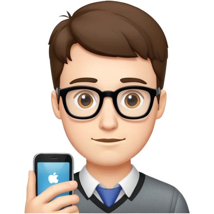 Nerdy guy with cellphone   emoji