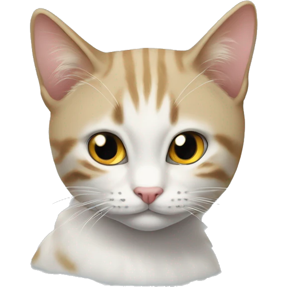 Белый пушистый  котенок с красивыми глазами  emoji