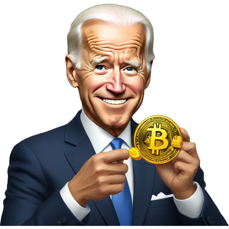 President Biden holding a Bitcoin emoji