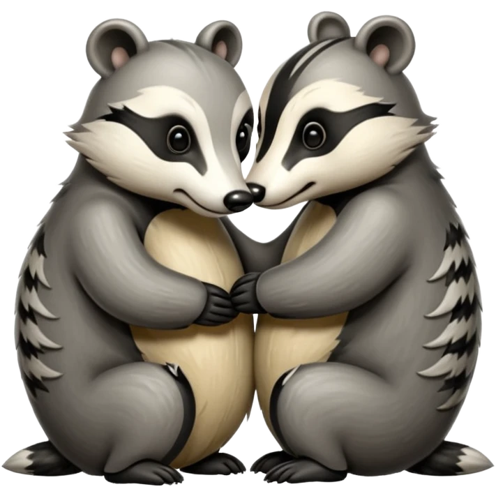 Two badgers hugging for comfort emoji