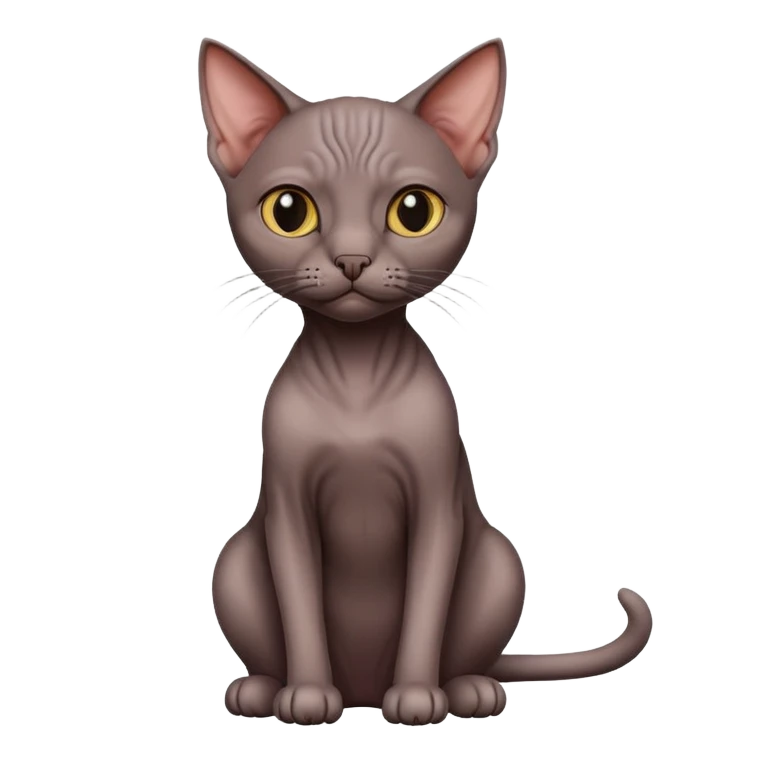 Dark hairless cat sitting emoji