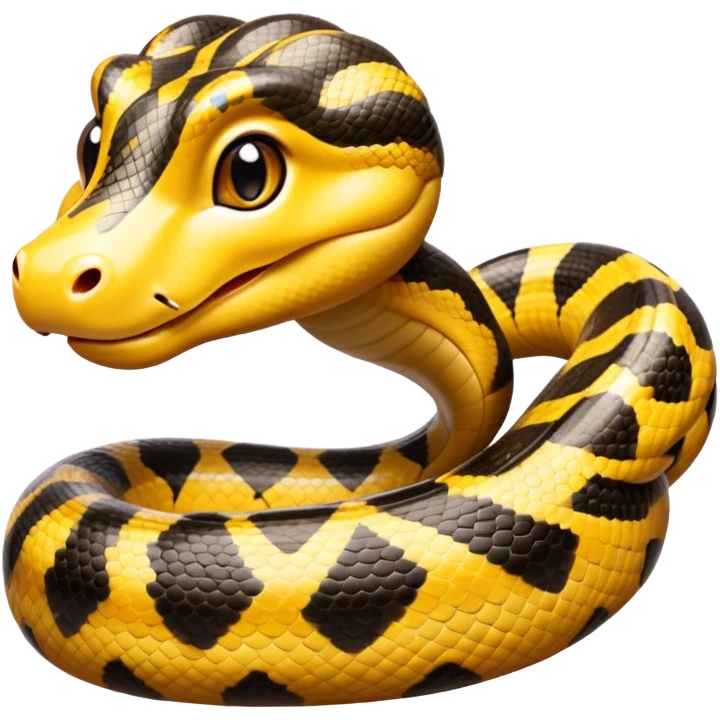 cinematic-cute-anaconda-portrait-emoji,-head-tilted-playfully-and-inquisitively,-with-a-sleek,-shimmering-body-adorned-with-detailed-scale-sriped patterns-and-round,-sparkling-eyes-full-of-wonder,-simplified-yet-irresistibly-adorable-features emoji