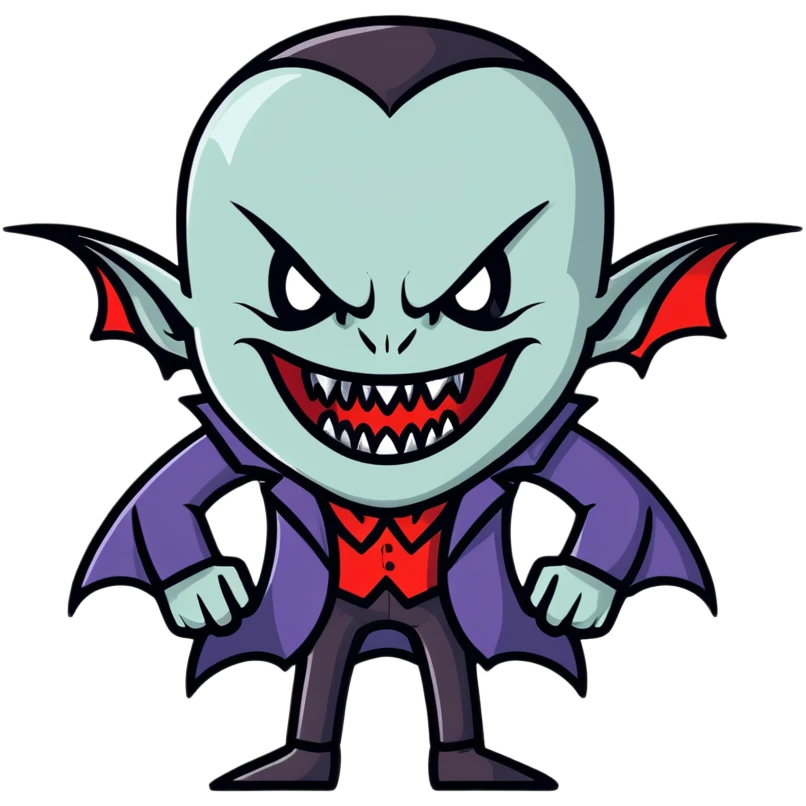 Menacing vampire with long deadly fangs emoji