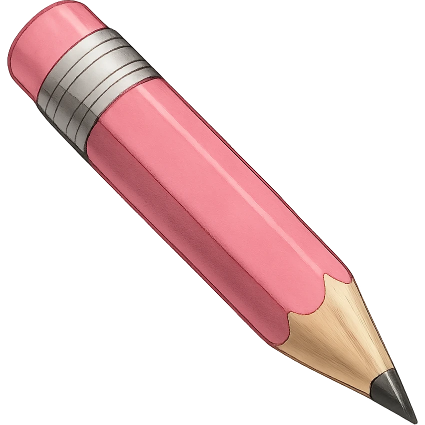 digital illustration of a pink pencil, no background emoji