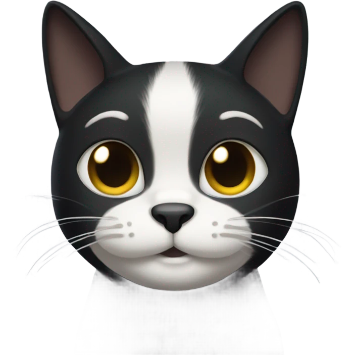 Black cat with white paws and eyes closed  emoji