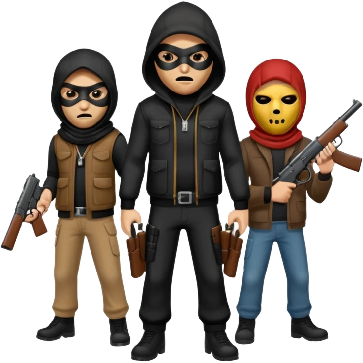 Hoodlums with robber masks and guns emoji