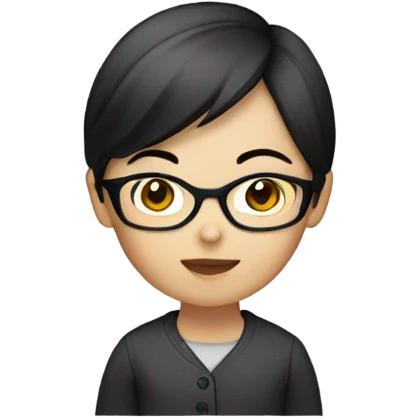 An Asian female developer with short brown-black hair and round glasses emoji