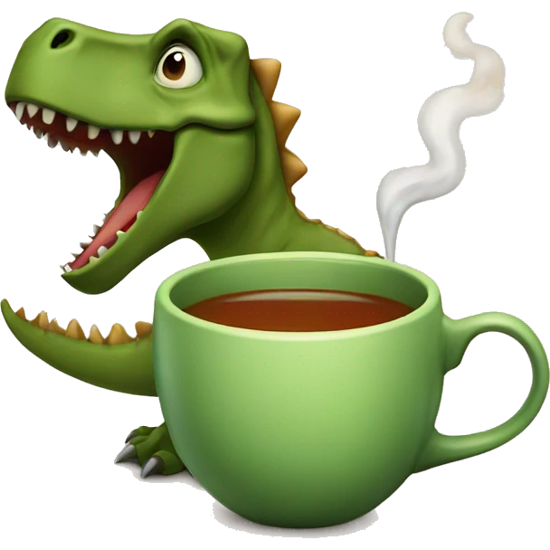 Tea drinking dinosaur emoji