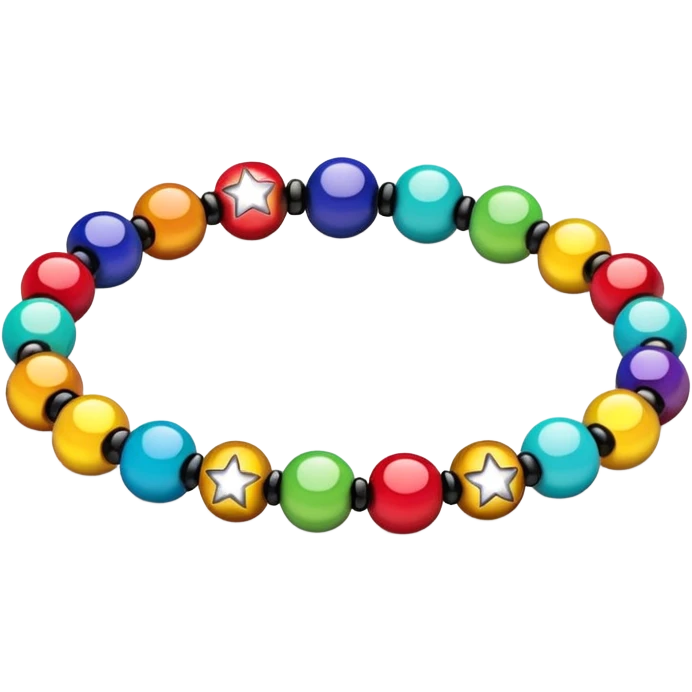 colourful round beaded bracelet with some star beads emoji