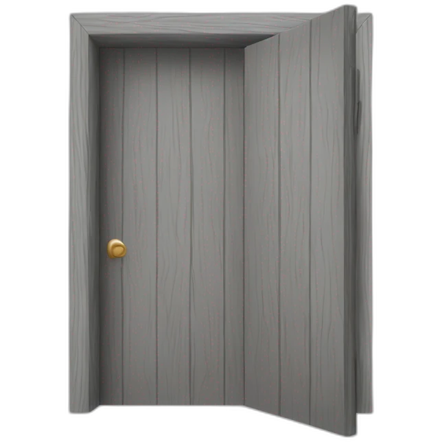 One gray wood open door perspective emoji