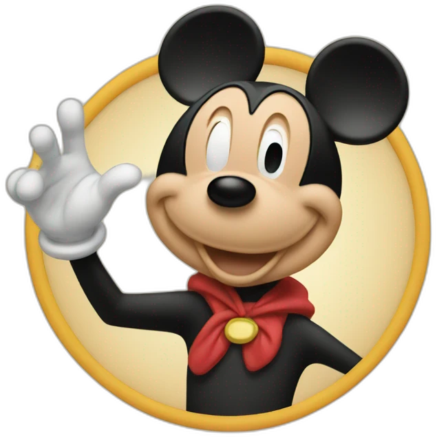 Disney logo with Mickey Mouse waving emoji