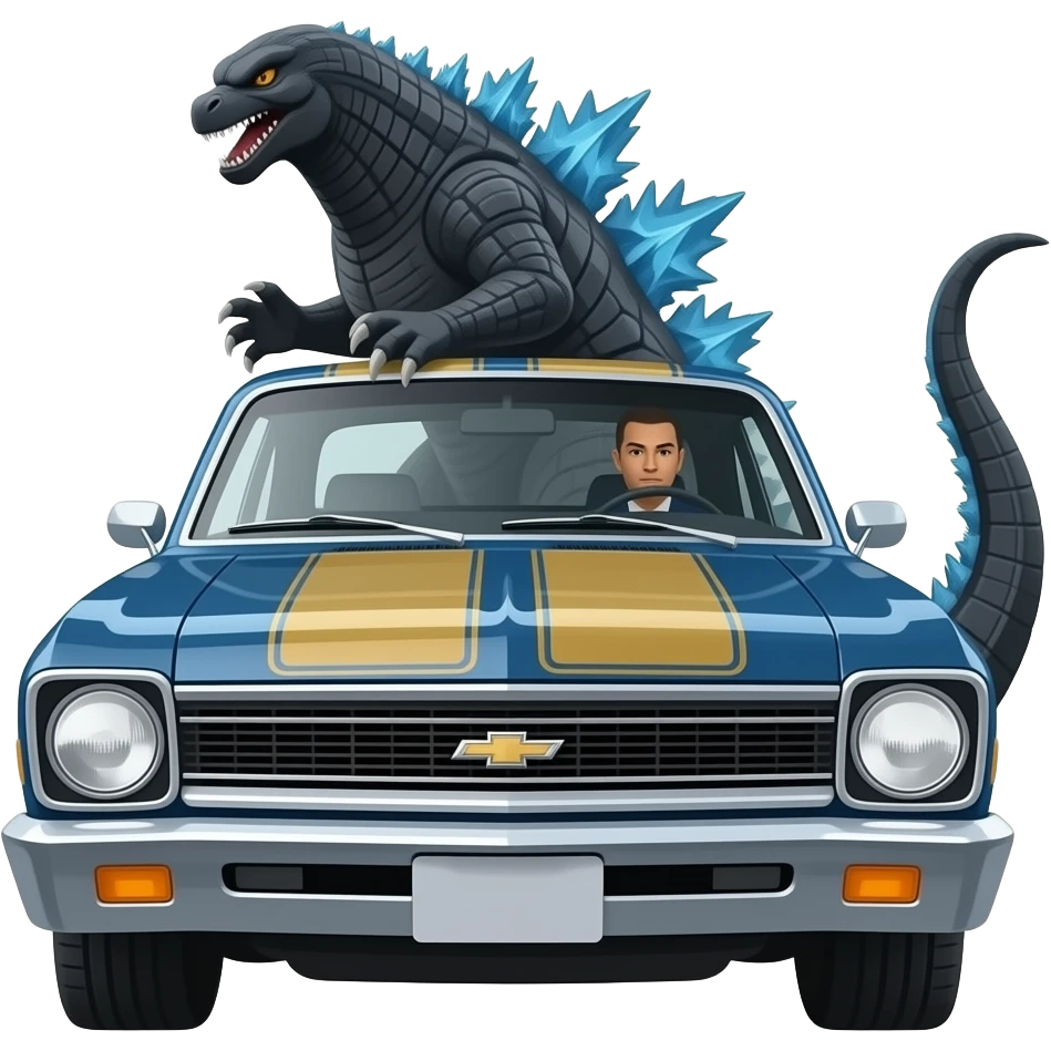 GODZILLA DRIVING CHEVY II NOVA emoji